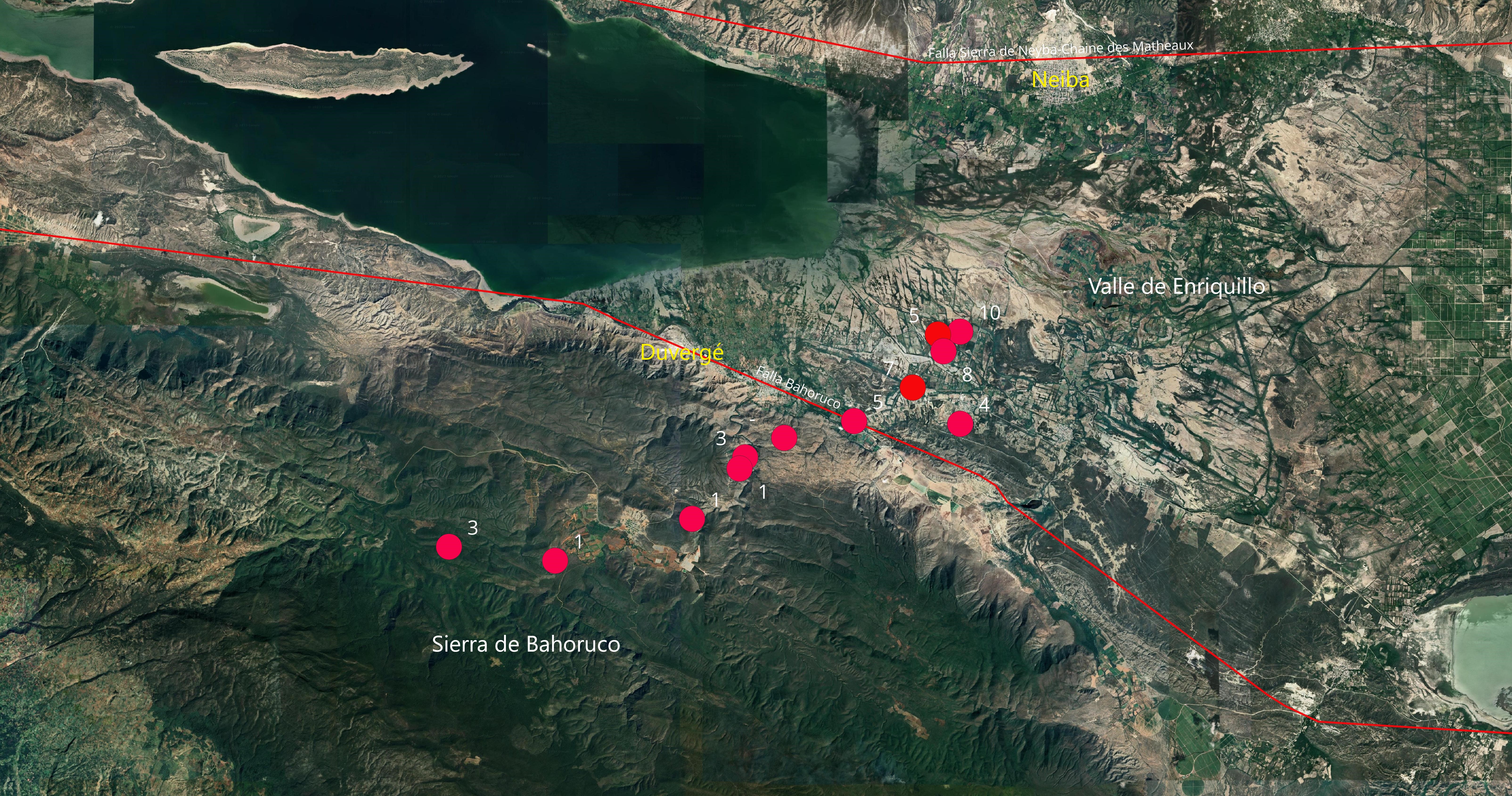 Imagen 3c mostrando la secuencia sísmica en la región de Duvergé por profundidad: en km
